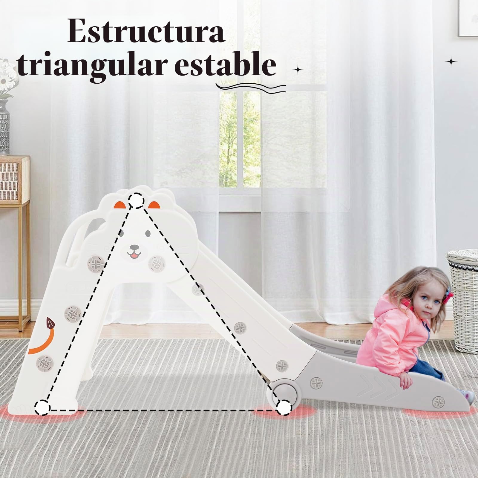 Tobogán para Niños Plegable, para Exteriores e Interiores, para 1-3 años, tobogán de jardín para bebés, Esquinas Redondeadas, Ahorra Espacio (111x54x37CM, Gris)