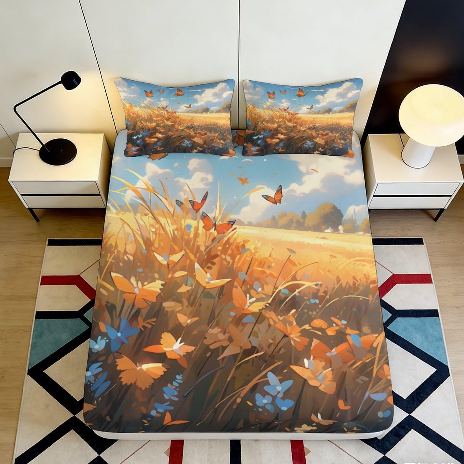 3D Printed Lion Fitted Sheet Microfiber Deep Pocket Non-Slip Lion Mattress Fitted Cover for Bedroom 120x200x25cm