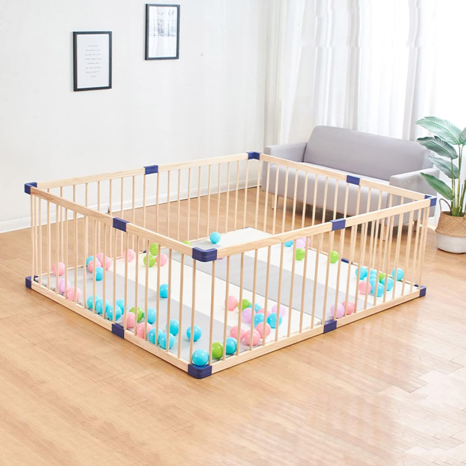 Jolan Baby Playpen Wooden,Easy to Install and Remove Baby Fence,Indoor Outdoor Child Safety Activity Center Playpen,Crawling Fence Safety Playard,for Babies,Toddlers,Children,80×80cm