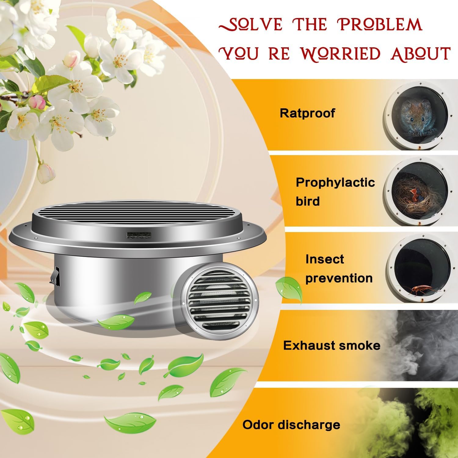 Aygrochy Rejilla de ventilación de 120 mm, Acero Inoxidable X2, 304, Redonda, atornillada, Rejilla de protección contra Insectos, Brida, Rejilla de ventilación