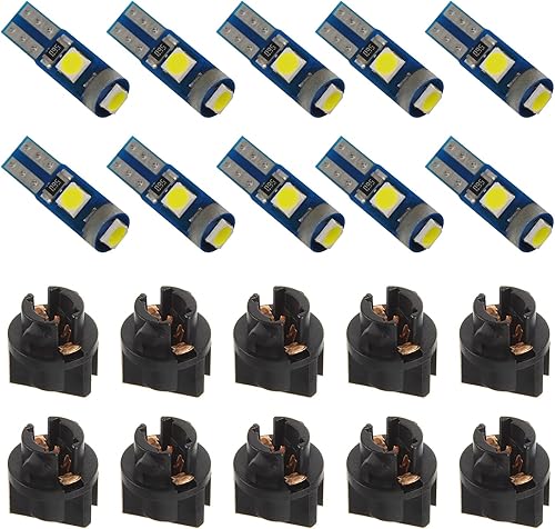 T5 3SMD LED blanco 3030 DC 12V PC74 PC37 PC2721 Ancho del vehículo Indicato Luz de lectura Luz de etiqueta con enchufes giratorios (paquete de 20
