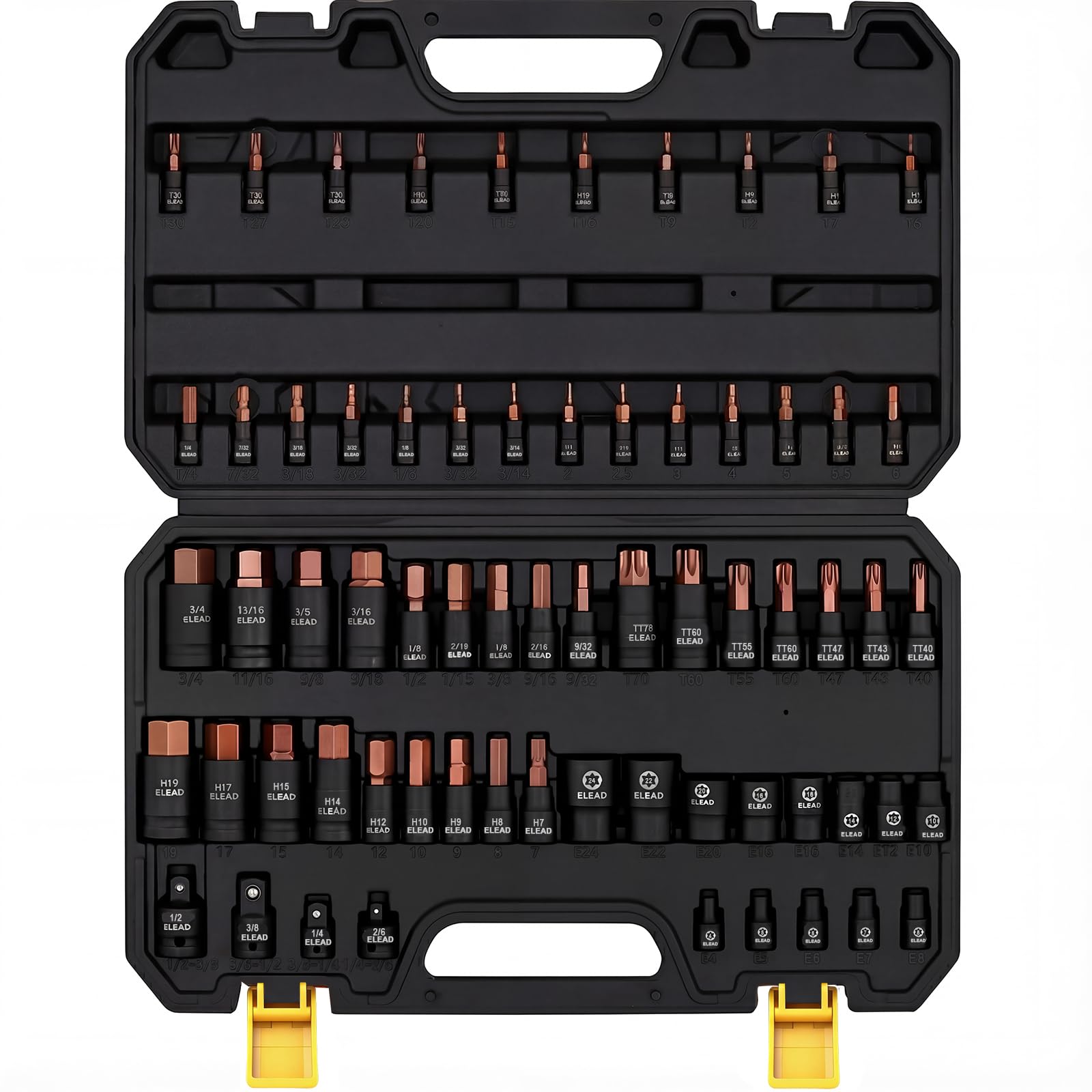 66-Piece Torx Bit & Hex Bit Socket Set: Premium CR-V & S2 Alloy Steel, Star T8-T70 & E-Torx E4-E24, High Torque Laser Marked for Automotive Mechanic