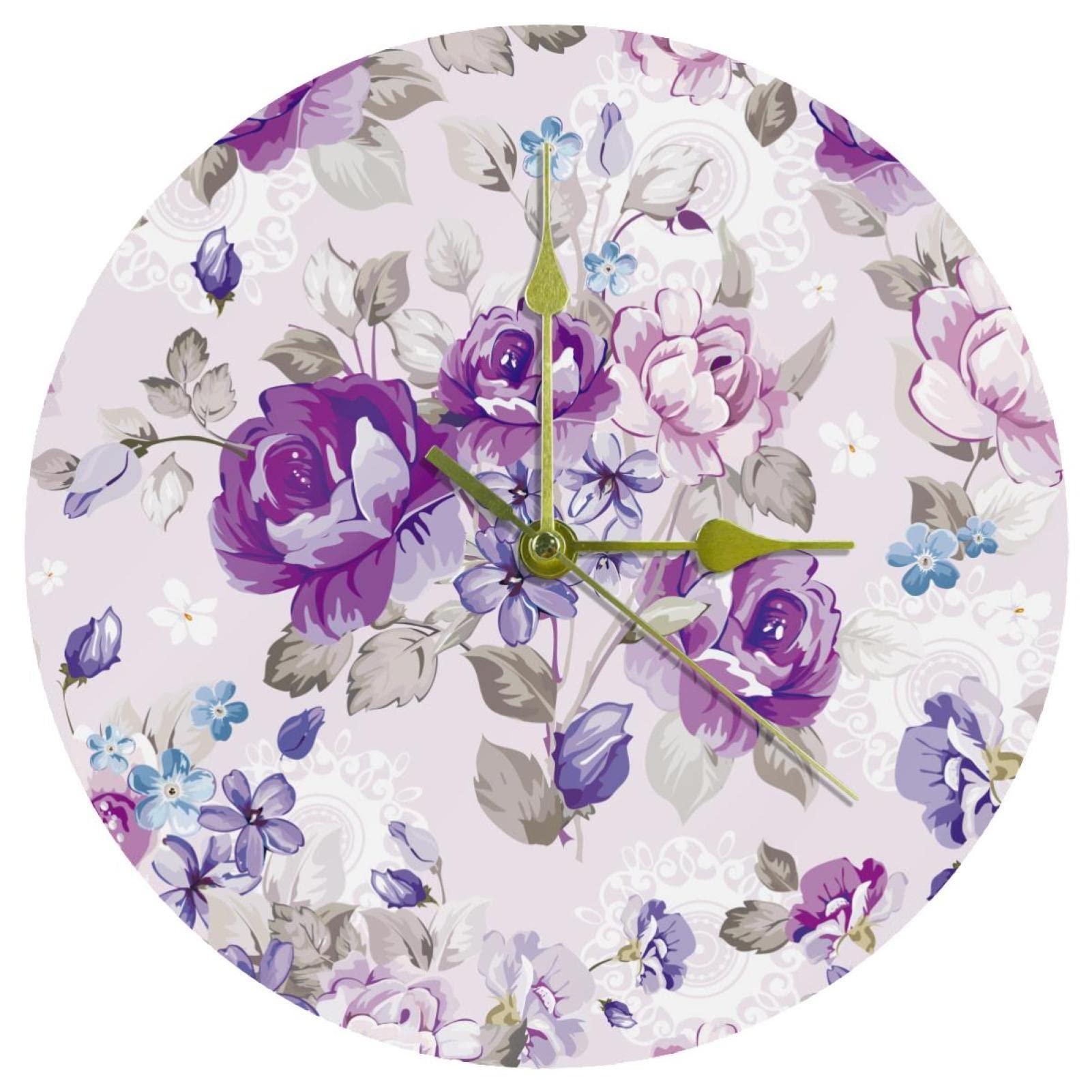 Horloge murale silencieuse sans tic-tac en acrylique violet 24 cm