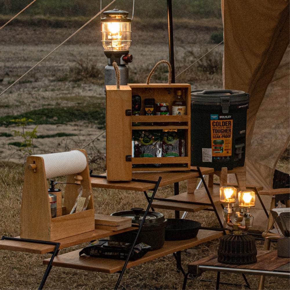 Amazon | Naturehike 木製スパイスボックス/屋外用多層調味料ボックス