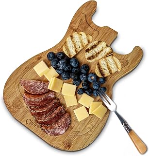 micamax - Bamboo Guitar Cutting Board - Guitar Cutting Board Bamboo - 25x1.5x38cm - Chef and Kitchen Block