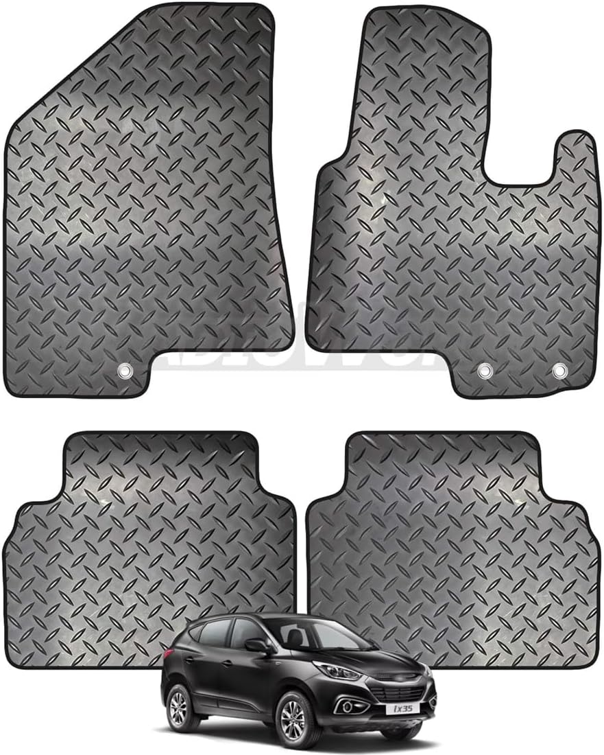 Carsio Rubber 4 Piece Car Mat Set For Hyundai IX35 2010 to 2016 with [3 Clips] Tailored Fit Floor Mat Complete Accessory Black Custom Fitted - All Weather & Heavy Duty, Anti-Slip Backing