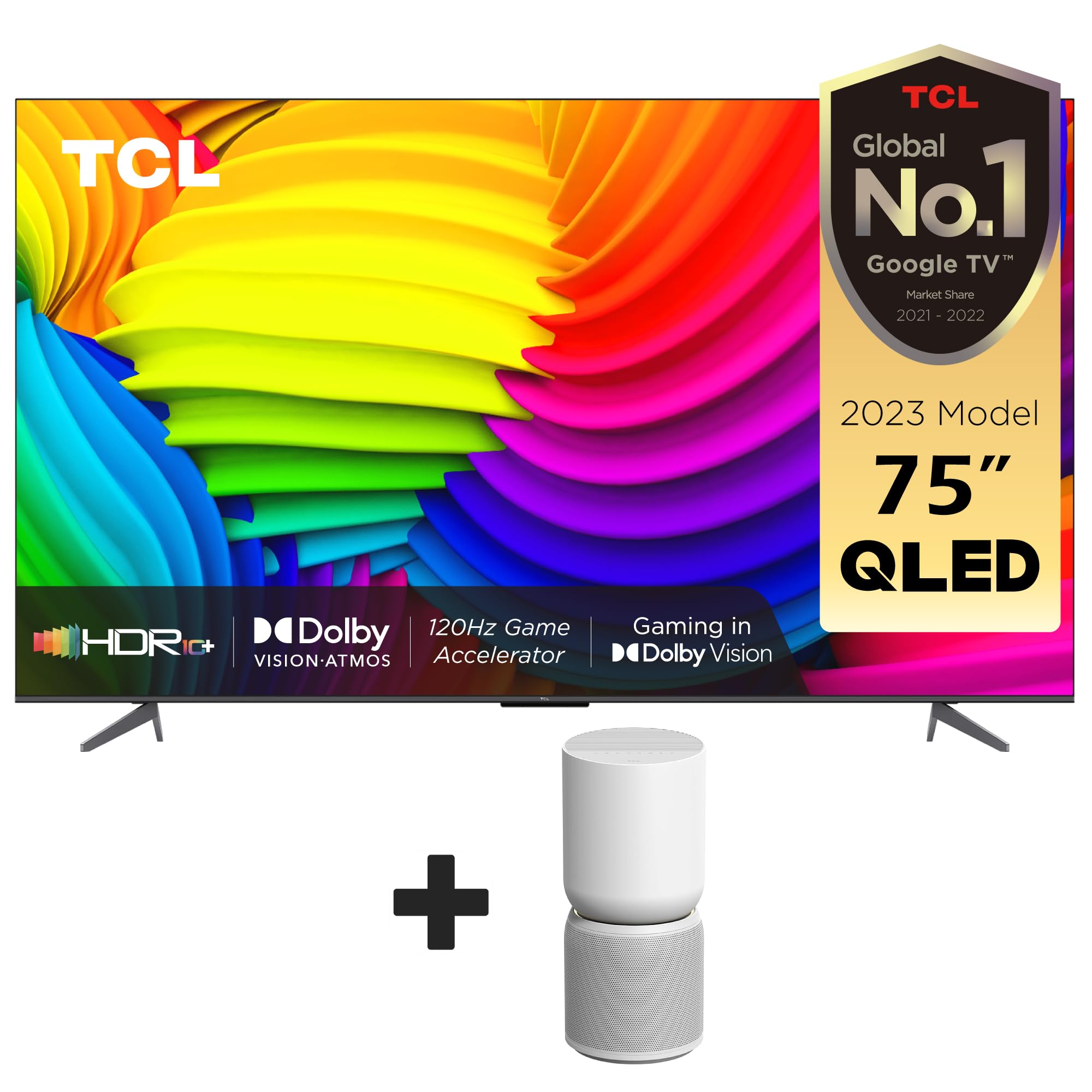 TCL75 Inch 4K QLED Smart TV - 75C647 (2023 Model) + Free Breeva A5 Air Purifier White