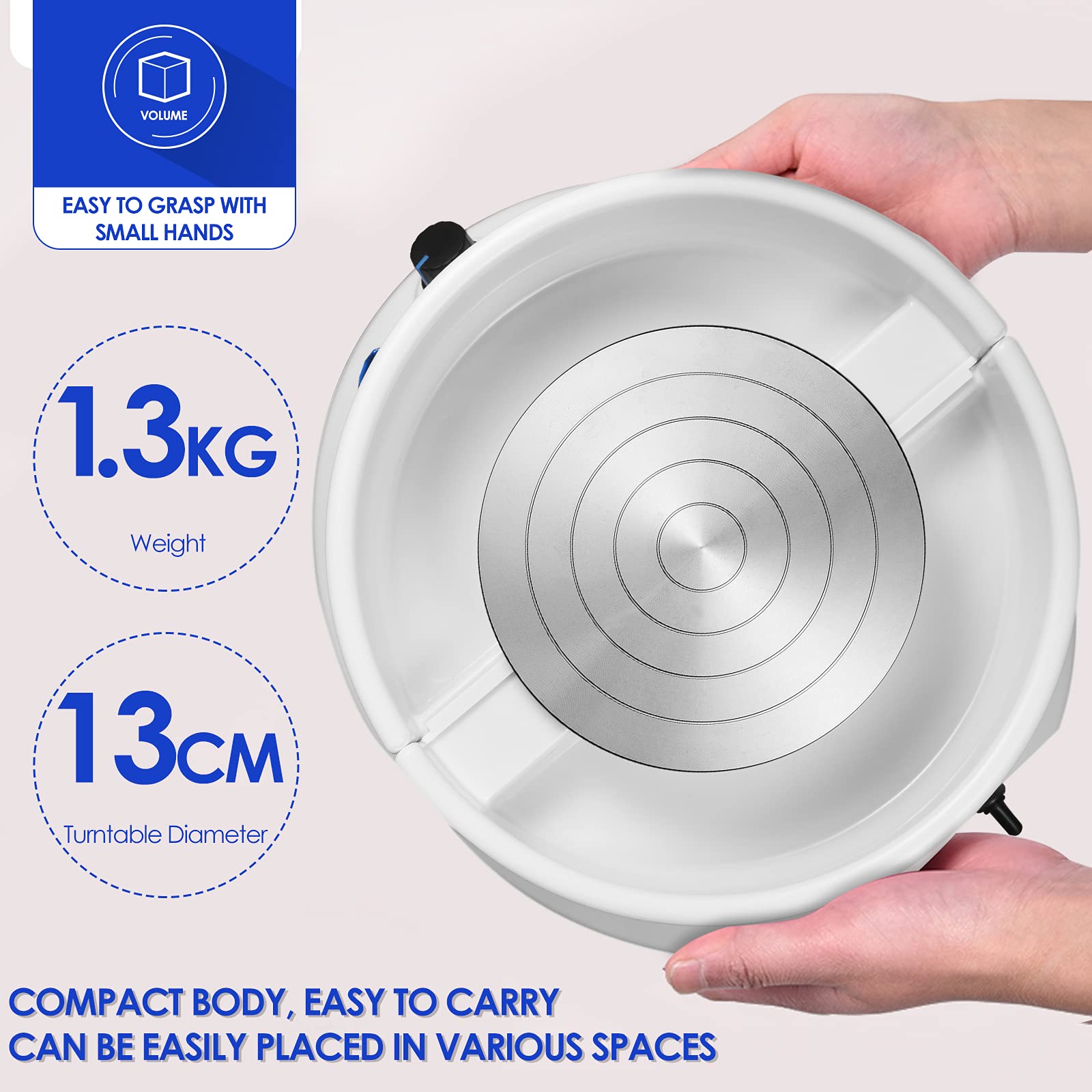 Disque de poterie électrique, 0 à 2000 tr/min, avec réglage précis de la vitesse, machine en céramique avec moteur de 60 W et cuve amovible, mini kit de poterie pour enfants, débutants