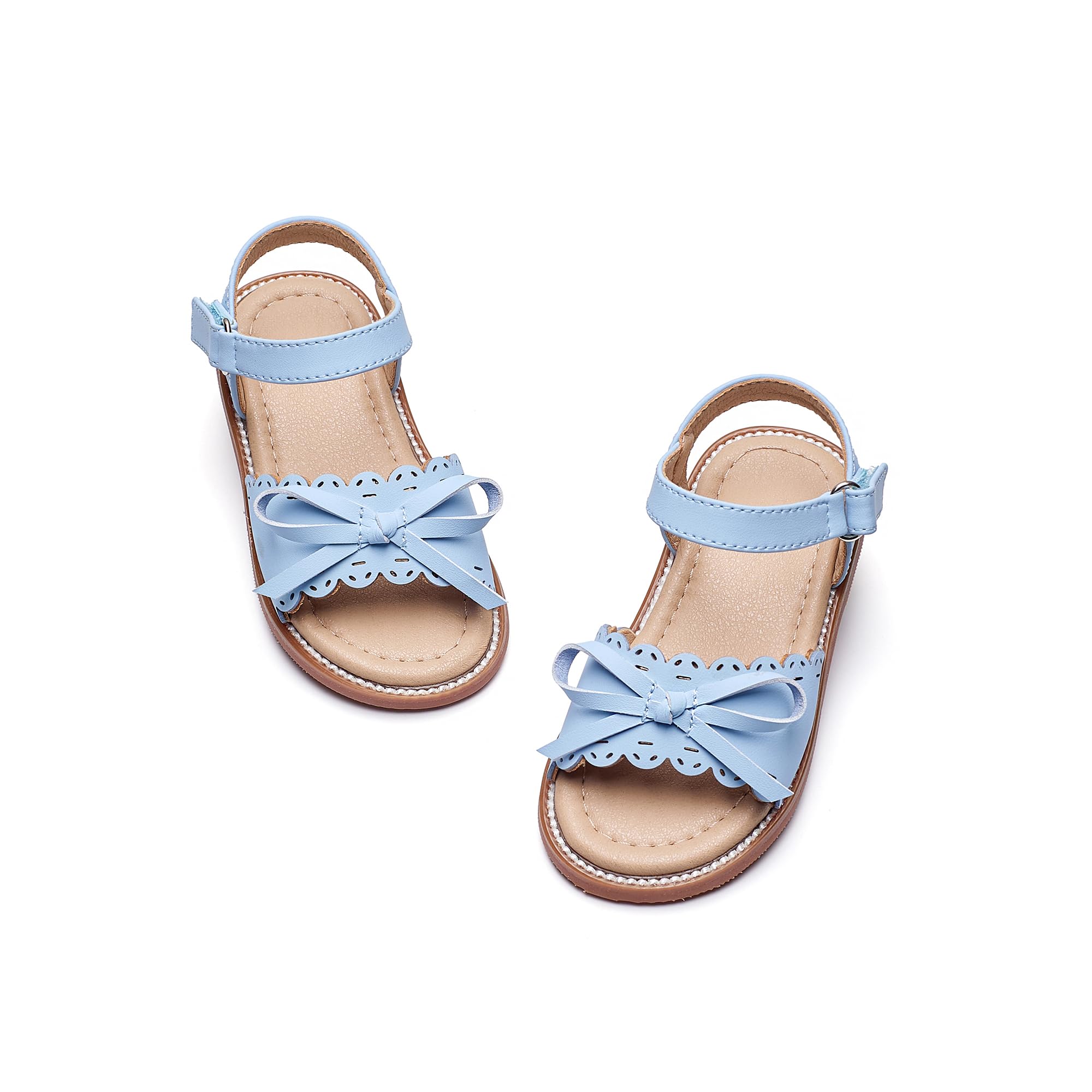 Flaryzone Toddler Girls Sandals Open Toe Flat Flower Girl Dress Shoes
