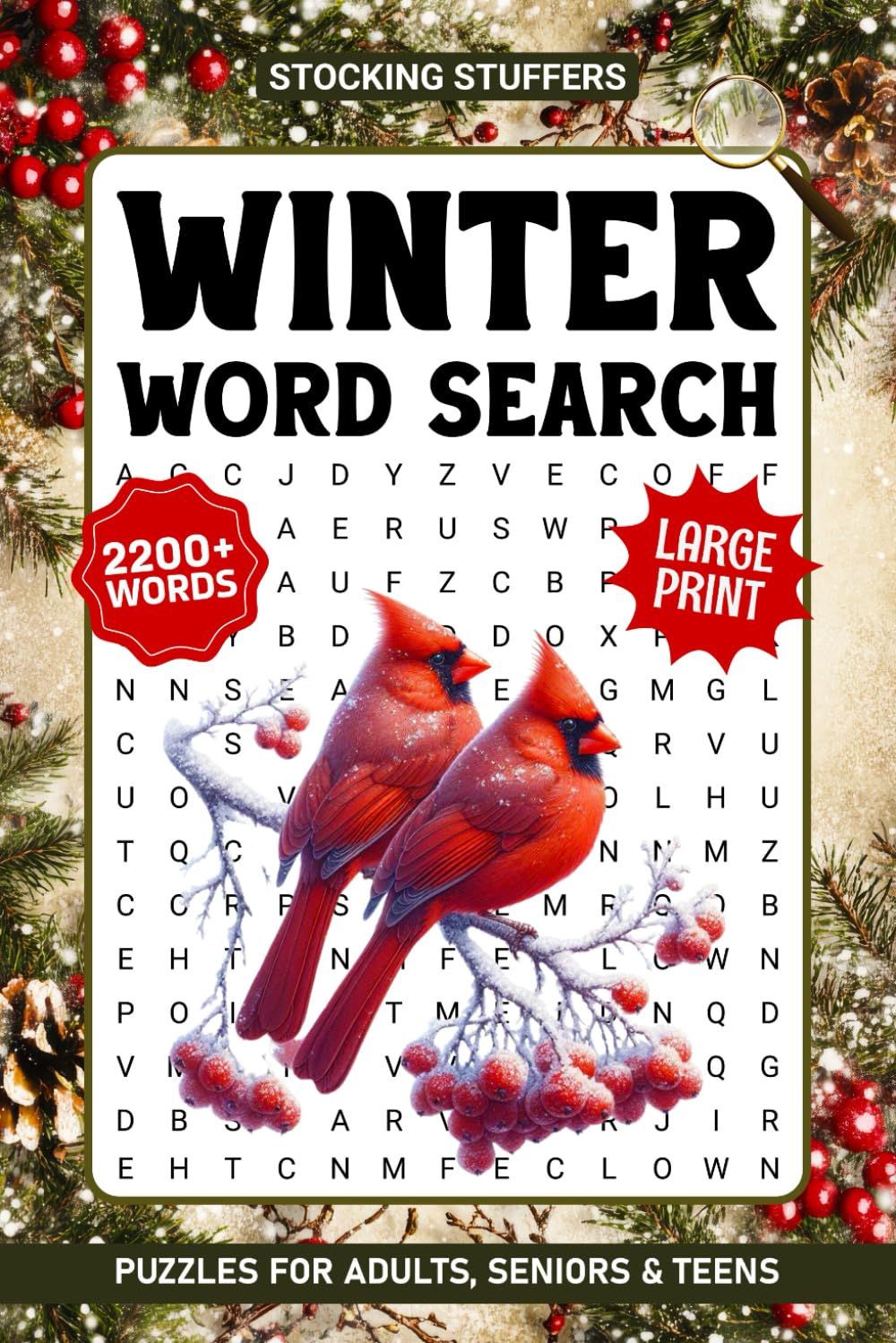 Winter Word Search For Adults Large Print: Relaxing Christmas Holiday Themed Word Find Puzzles Book For Seniors, Funny Stocking Stuffers & White