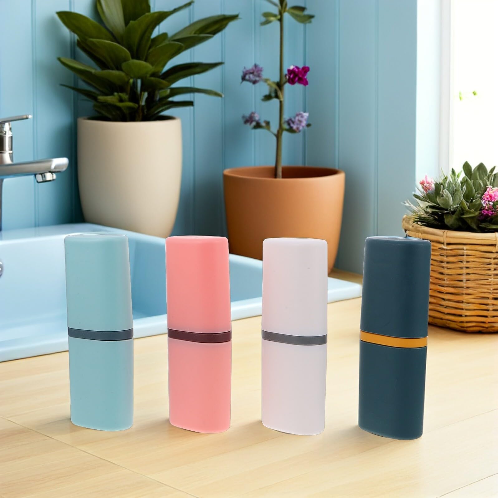 POPETPOP 8 pezzi Portaspazzolino da Viaggio con Custodia Copri Organizer Compatto per Spazzolino e Dentifricio Contenitore Portatile per Uso in Bagno Campeggio Scuola e Viaggi di Lavoro