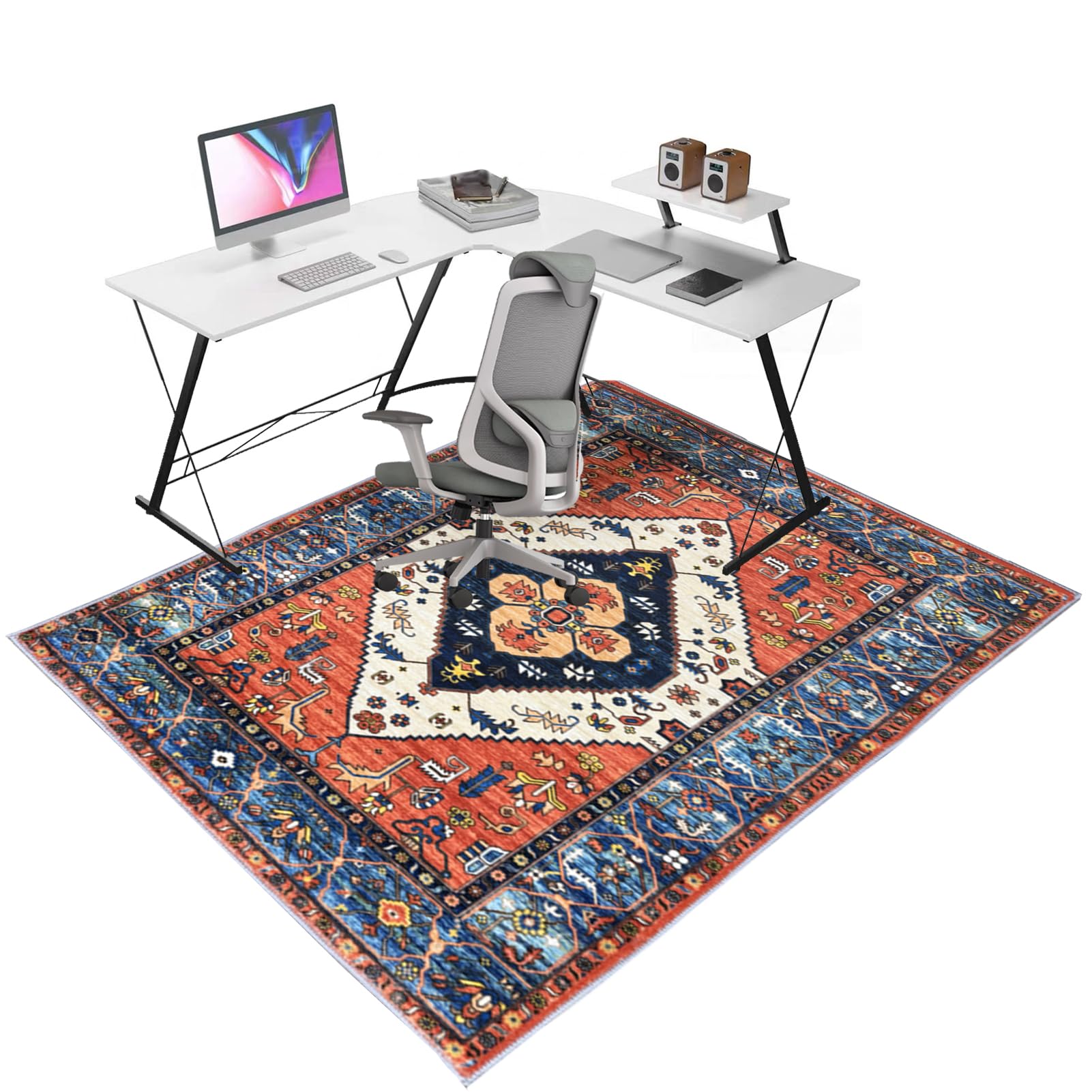 Office Chair Mat 160 x 200 cm, Floor Protector Rug for Gaming Rolling Chair, Carpet Protectors Non Slip, Computer Desk Floor Mats for Home Office Hardwood Floors Kitchen Living Room, Easy to Clean