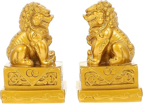 Cabilock 1 par de estatua de león guardián de perro Fu Foo, escultura de león vintage, adorno de figura de león, decoración de Feng Shui, figuras de