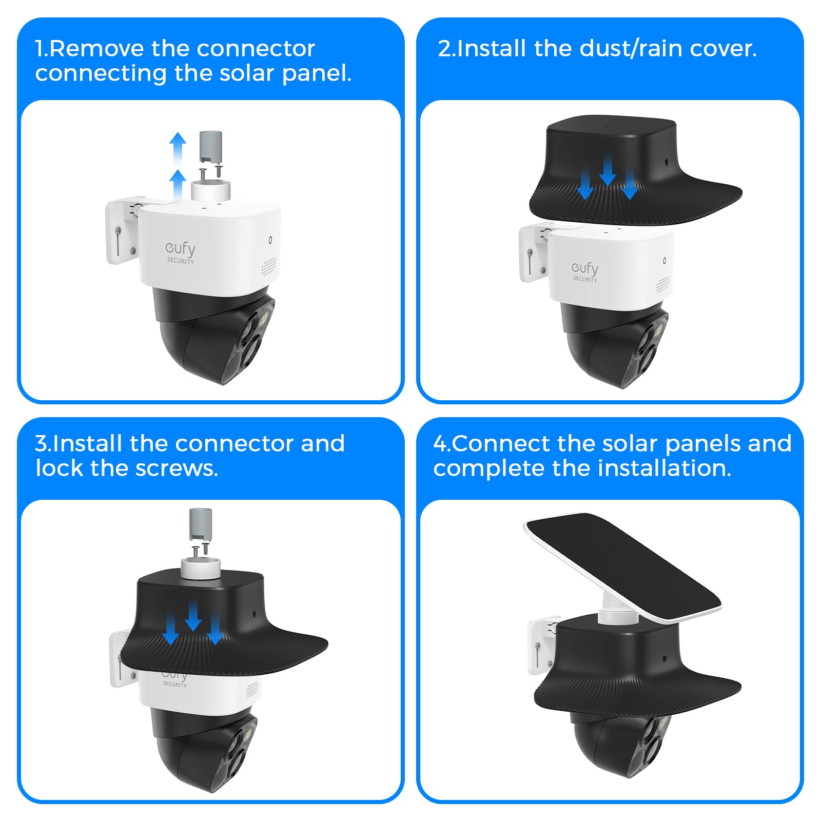 Support Anti-Pluie pour caméra Eufy Security SoloCam S340, Protection Solaire extérieure pour caméra Eufy S340, protège la caméra de la poussière et des Rayons UV
