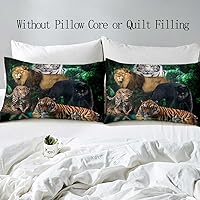 Vista 4 de LUVIVIHOME Funda de edredón de 2 piezas, diseño de leopardo, guepardo, pantera negra, león, tigre blanco, juego de ropa de cama individual, ropa