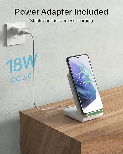 Miniatura 53 de Cargador inalámbrico, soporte de carga inalámbrica rápida de 15 W [adaptador incluido], compatible con iPhone 15 14 13 12 11 Pro Max XS XR X 8