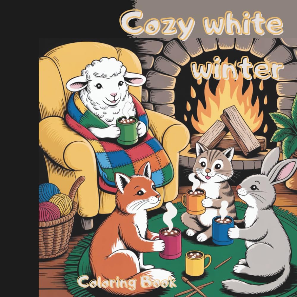 Cozy white winter: Snuggle Up & Color – Cute Animal Friends, Cozy Hygge Vibes, and Peaceful Moments for Adults and Teens (Cozy Coloring Book)