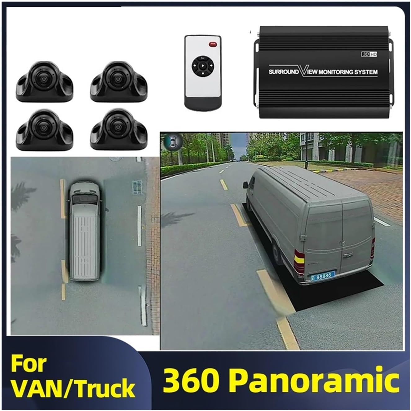 for Van Truck Car 360° Bird's Eye View Camera System (3D+1080P) TVC 360 Surround Seamless View Recorder(128usb Version)