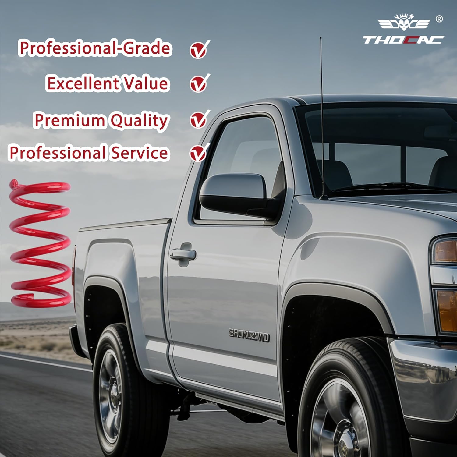 3" Front & 4" Rear Heavy Duty Drop Coil Spring Lowering Kit for 1982-2004 Chevy S10/Blazer & GMC Sonoma/Jimmy 2WD V6 with Block U-Bolts (Red)