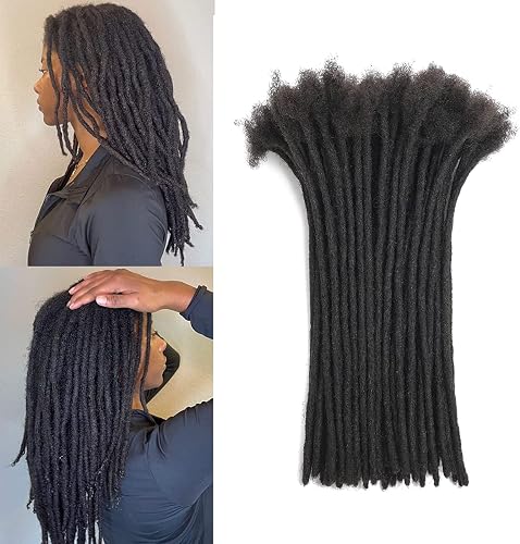 Dreadlocks Extension Human Hair 12inch 0.6cm 20 Strands Locs Extensions Real Human Hair For Man/Women 100% Full Handmade Permanent Dreadlock Extensions Human Hair An Be Dyed Bleached Curled
