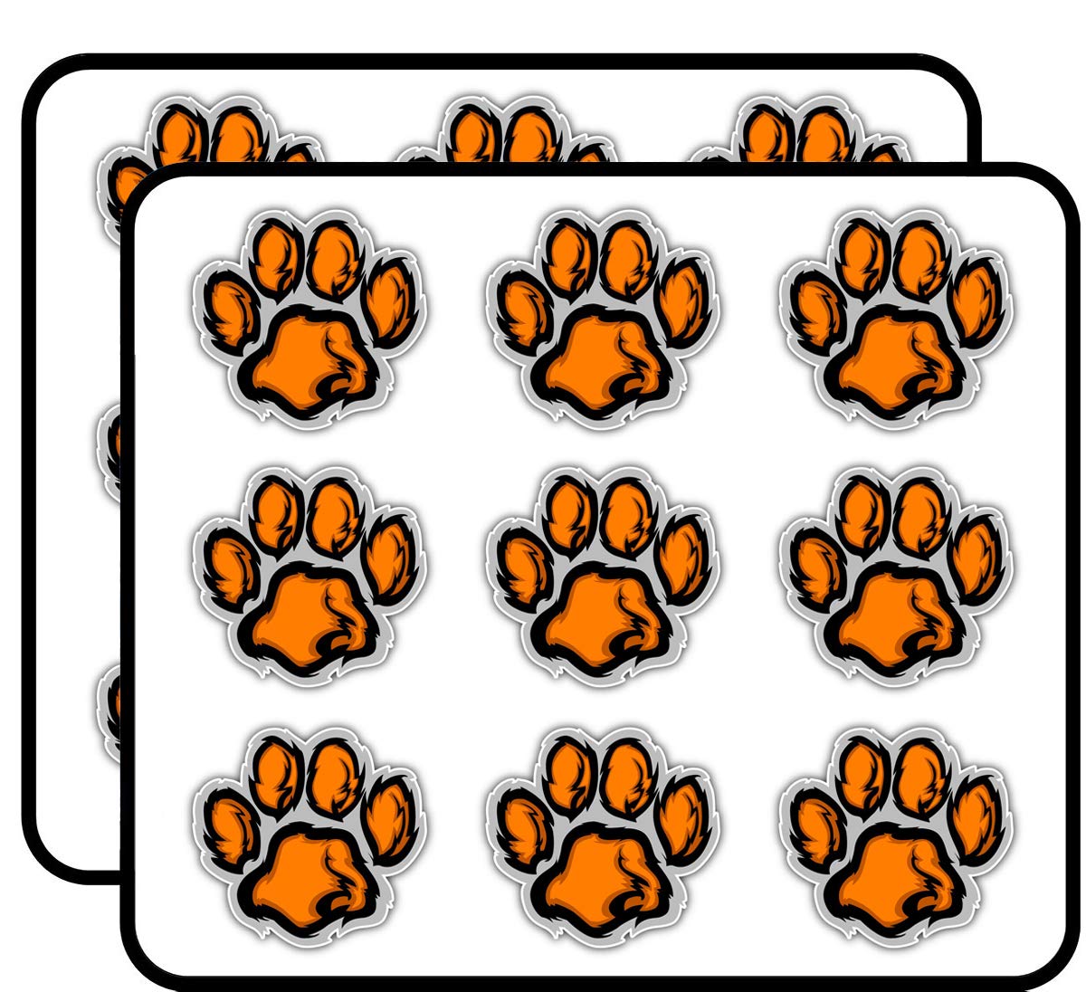 Tiger Paw Graphic Mascot 2" 18 Pack Sticker for Scrapbooking Waterproof Vinyl Stickers for Water Bottle, Laptop & Phone Case
