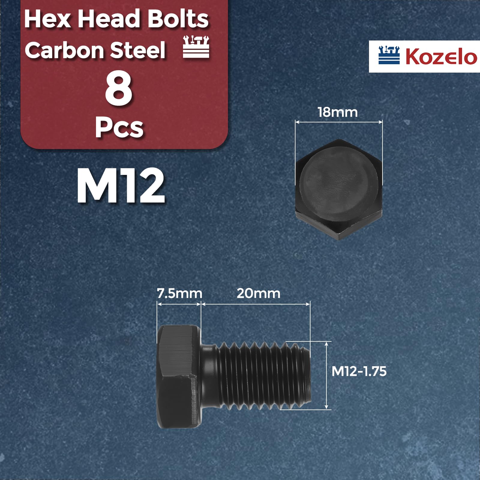 Kozelo 8 Pcs Hex Head Screws Bolts - Image 2
