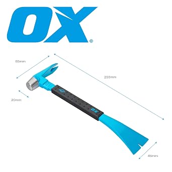OX 10 Molding Pry Bar, Cats Paw Nail Puller, Trim Puller Pry Tool | Non-Slip Grip, Forged Steel Head, Wide Chisel Blade, Claw Bar Design, Ideal for Moulding, Roofing & Nail Removal Jobs