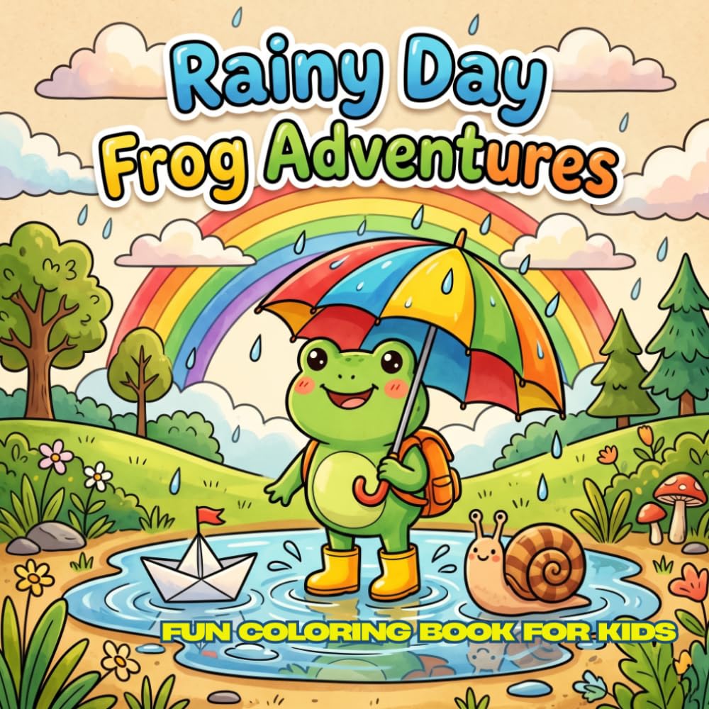 Rainy Day Frog Adventures: 30 Cute Rainy Day Coloring Pages for Kids