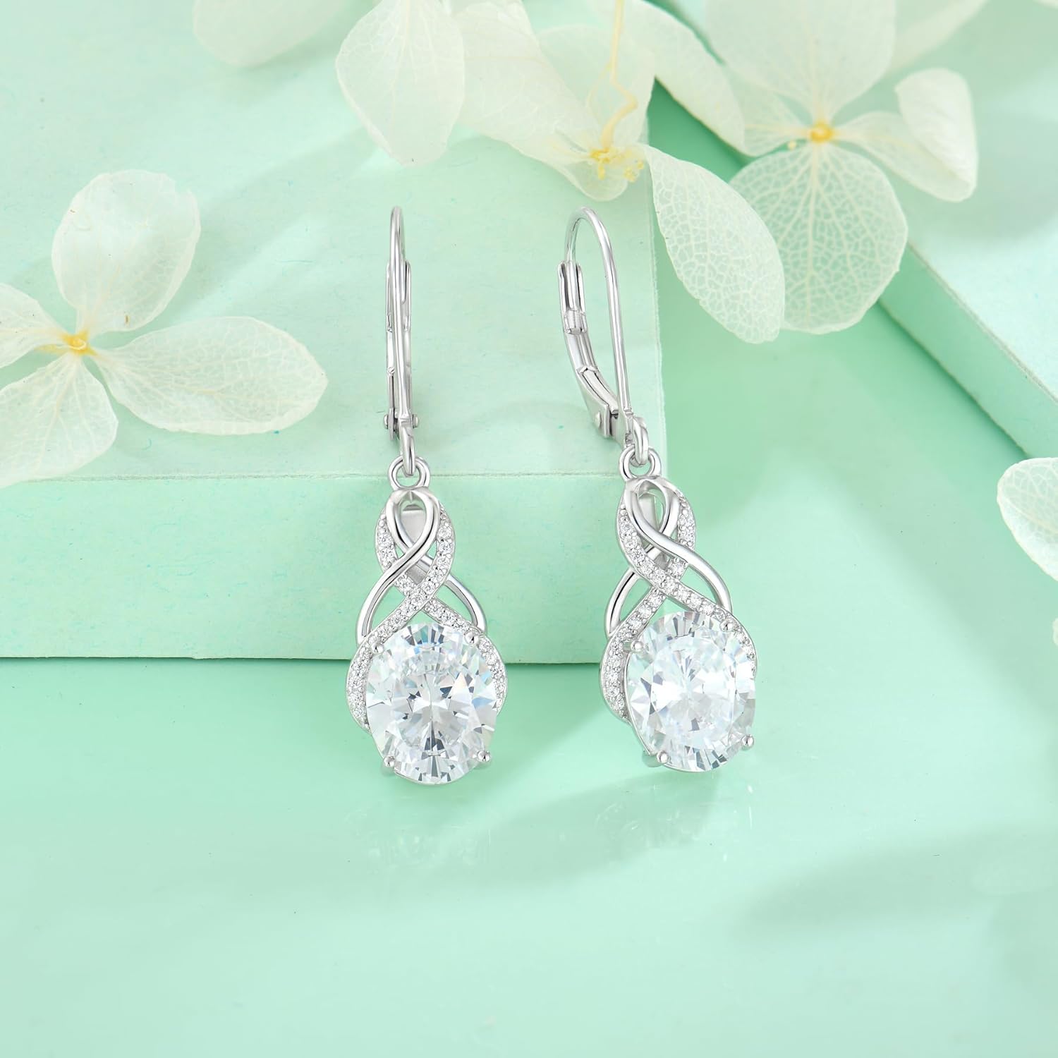 Starchenie 925 Sterling Silver Earrings for Women Infinity Dangle Earrings Amethyst Oval Cut Birthstone Jewelry Gift - Image 4