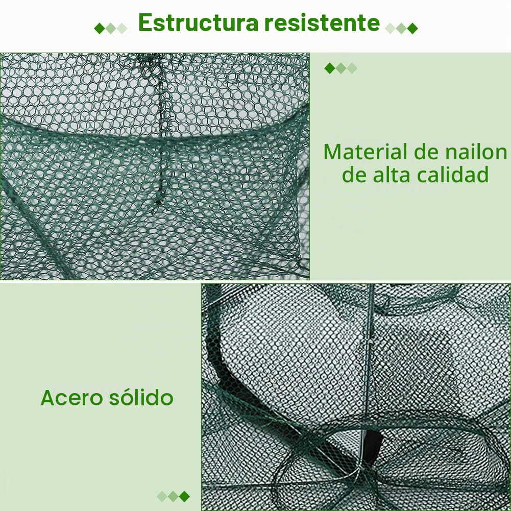 Red de Pesca con 6 Agujeros para cangrejos y Peces pequeños, Trampa de Malla Resistente para Pesca Artesanal