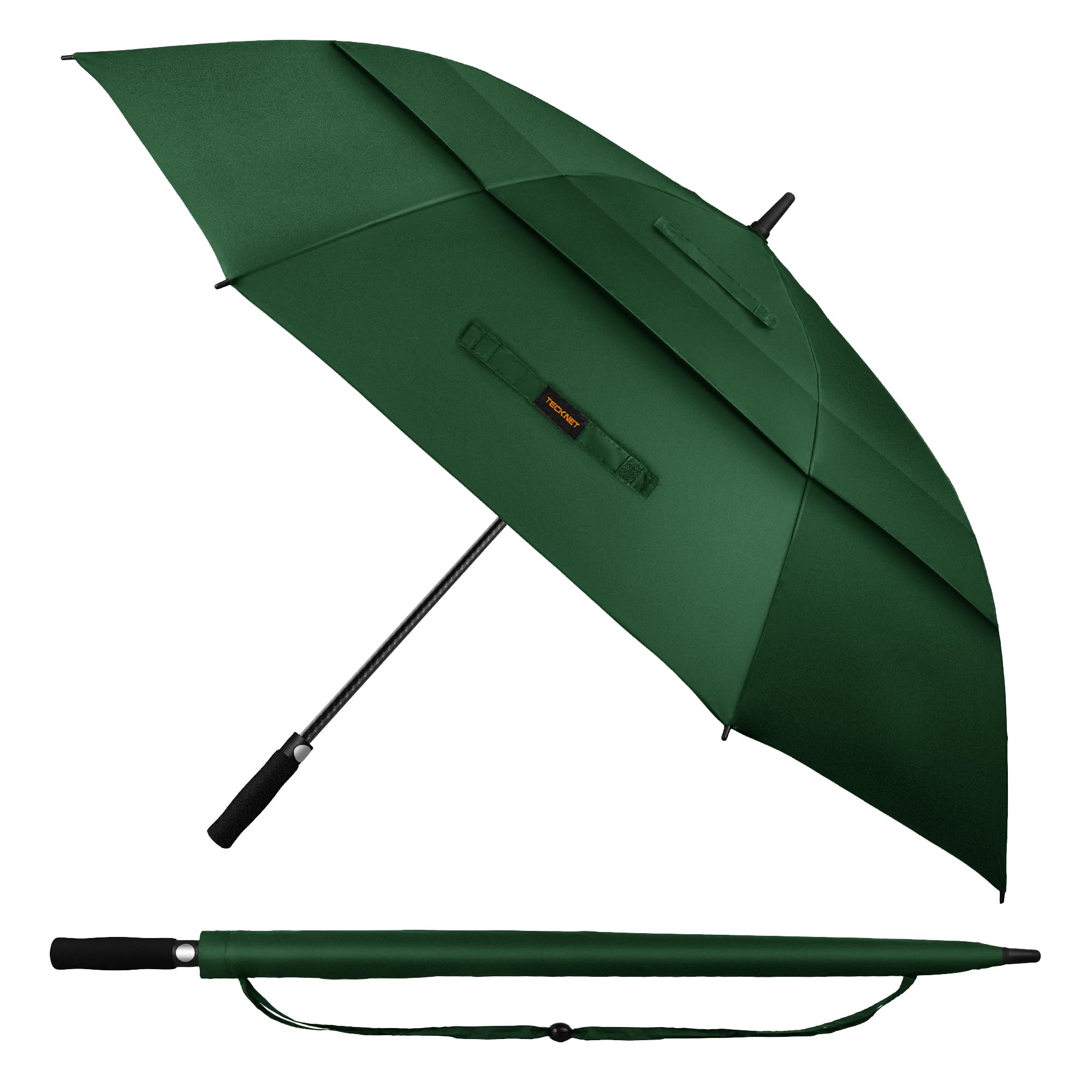 Tecknet Green Golf Umbrella Large 68 Inch, Windproof Strong Double Canopy Vented, Automatic Open With Eva Grip, Outdoor Sun, Rain, Wind Protection Stick Umbrellas,