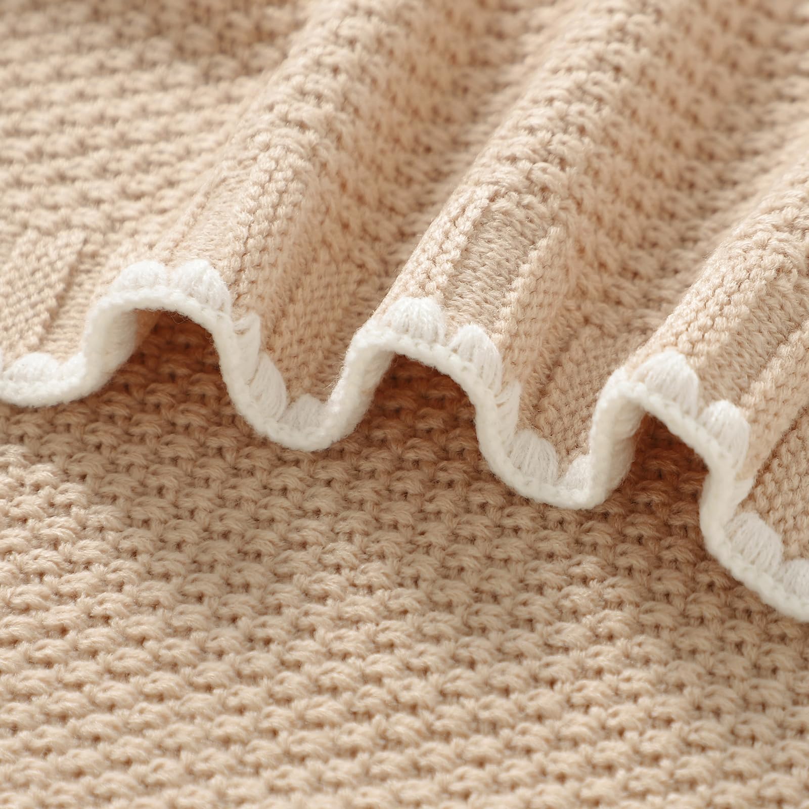 Neiwech Cellular Baby Blanket Knitted Cozy Soft Crib Stroller Receiving Swaddle Blankets for Newborn Boys Girls 100 * 80cm Camel - Image 4