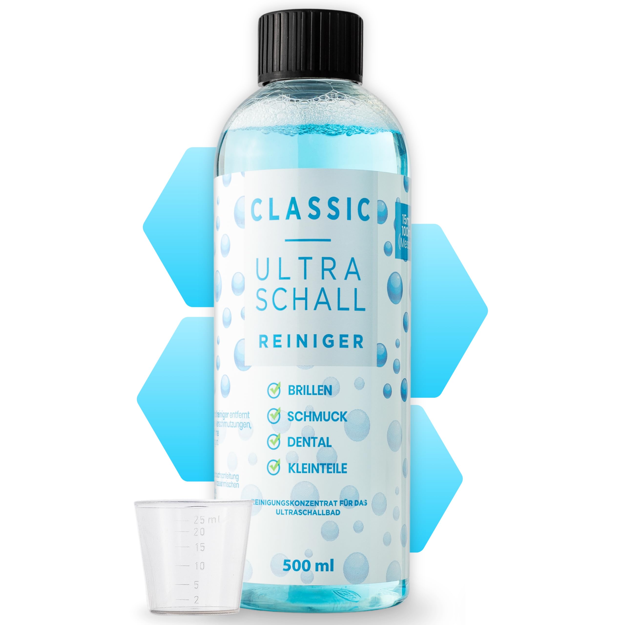 Classic Ultrasonic Cleaner Concentrate 1 Litre For All Ultrasonic Cleaning Devices, Ultrasonic Baths, For Glasses, Jewellery, Dental Classic 1000 ml