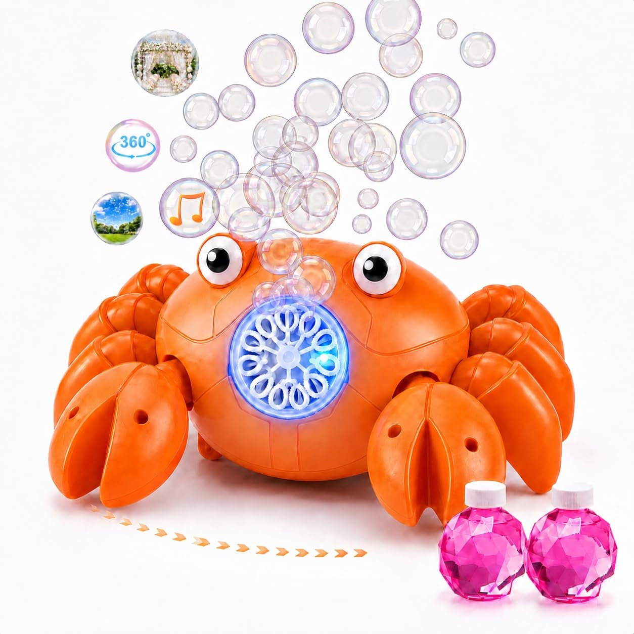 Vivyklfc Rechargeable Bubble Machine for Kids (Crab)