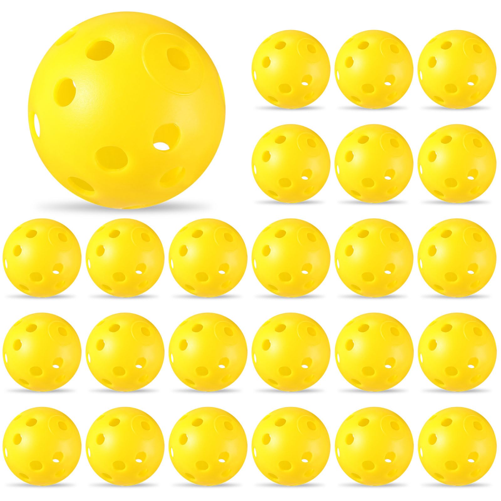 Lunmon 24 Pack Practice Golf Balls 42 mm Limited Flight Plastic Golf Training Airflow Hollow Ball for Driving Range Swing Practice Backyard Indoor