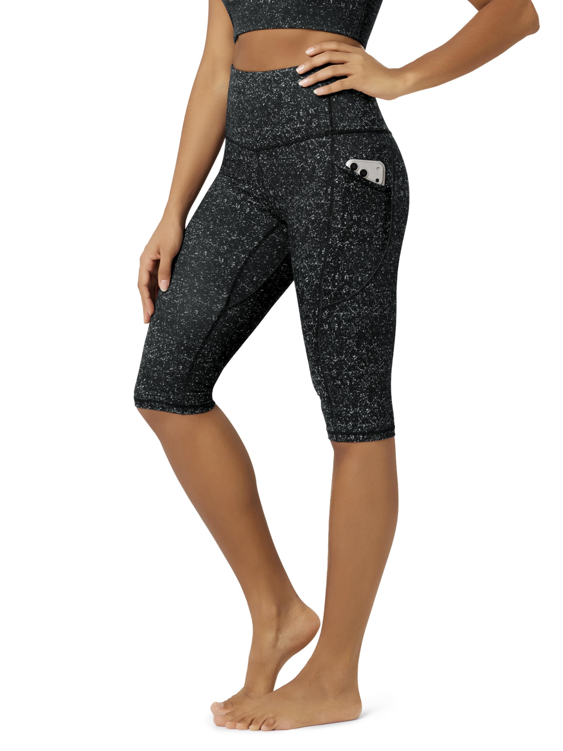 ODODOS Women's High Waisted Yoga Capris with Pockets, Tummy Control Non See Through Workout Athletic Running Capri Leggings