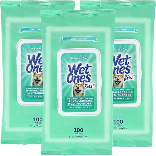 Wet Ones for Pets - Toallitas húmedas hipoalergénicas y multiusos para perros, con vitaminas A, C y E. Toallitas hipoalergénicas sin fragancia para