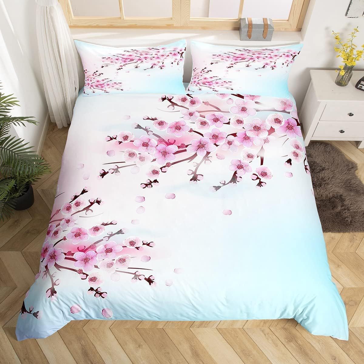 Parure de lit 3D Microfibre douce et infroissable motif Fleurs Roses