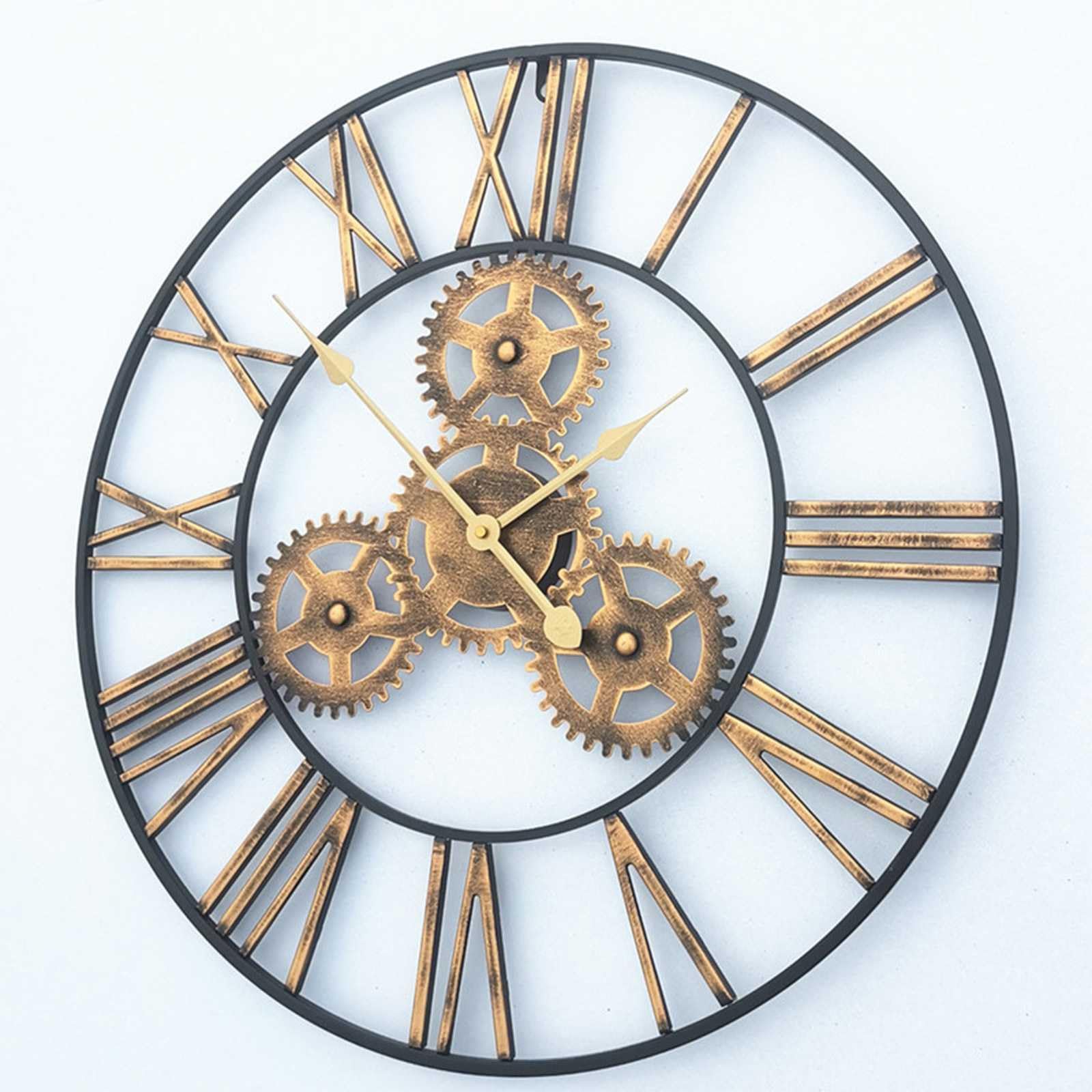 Reloj De Pared Estilo Industrial Retro Americano Hierro Metálico Roma Engranaje Reloj Cuarzo Sala Estar Decoración del Hogar