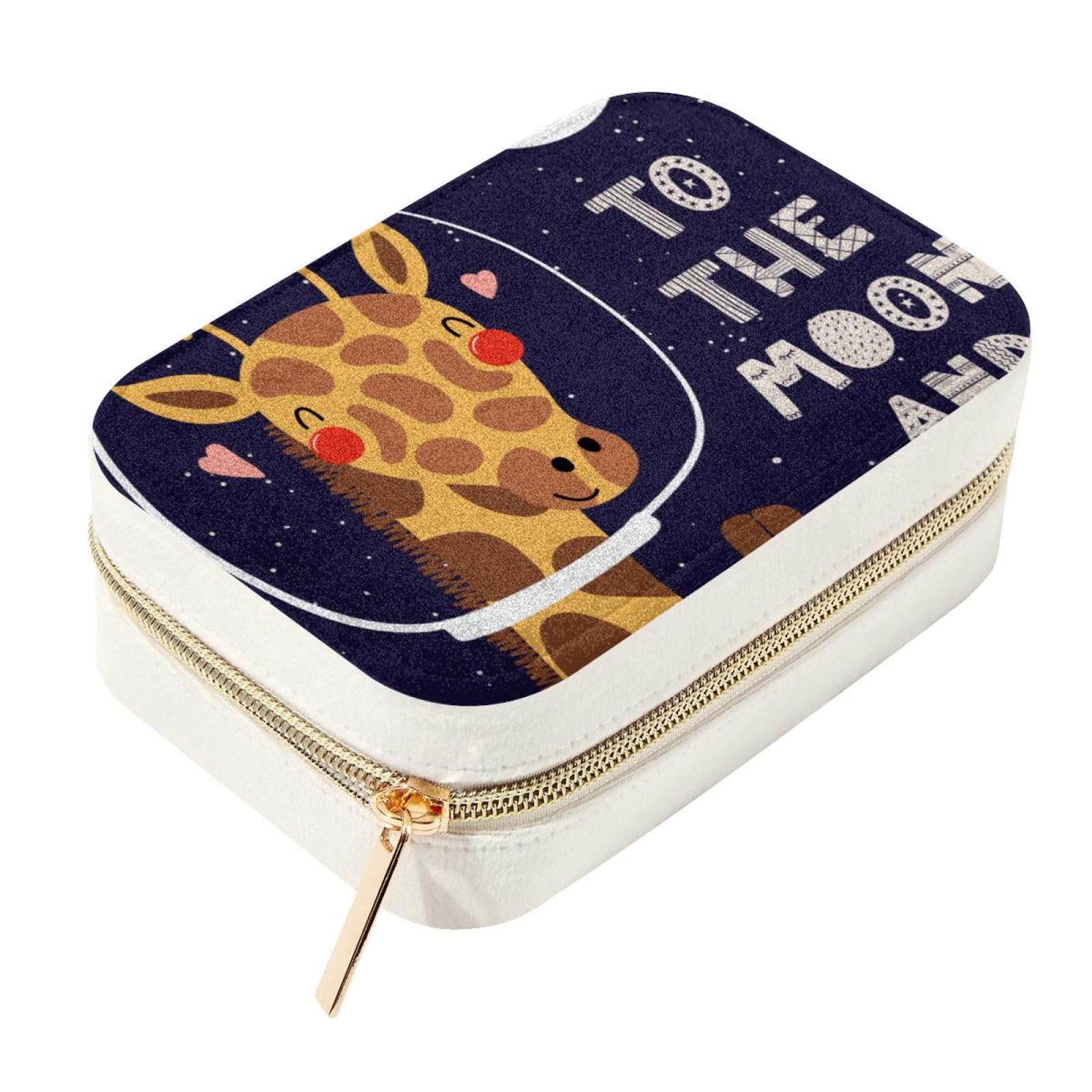 Boîte à bijoux de voyage en velours porte-collier zippé motif cerf