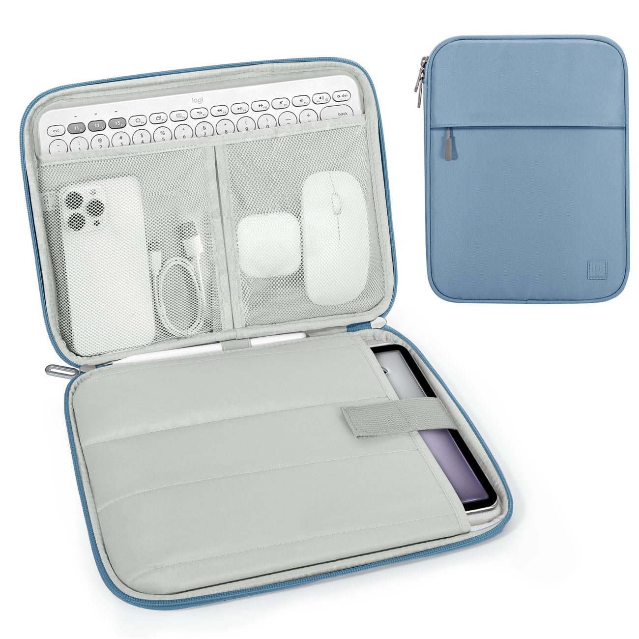 Dadanism 13 Pollici Tablet Custodia Borsa Portatile per iPad Pro 13" M4 2024, iPad Air 13" 2024, iPad Pro 12,9" 6a/5a/4a/3a Gen, Galaxy Tab S10+ Plus/S9 FE+/S9+ Plus 12,4", Tab P12 12,7", Blu