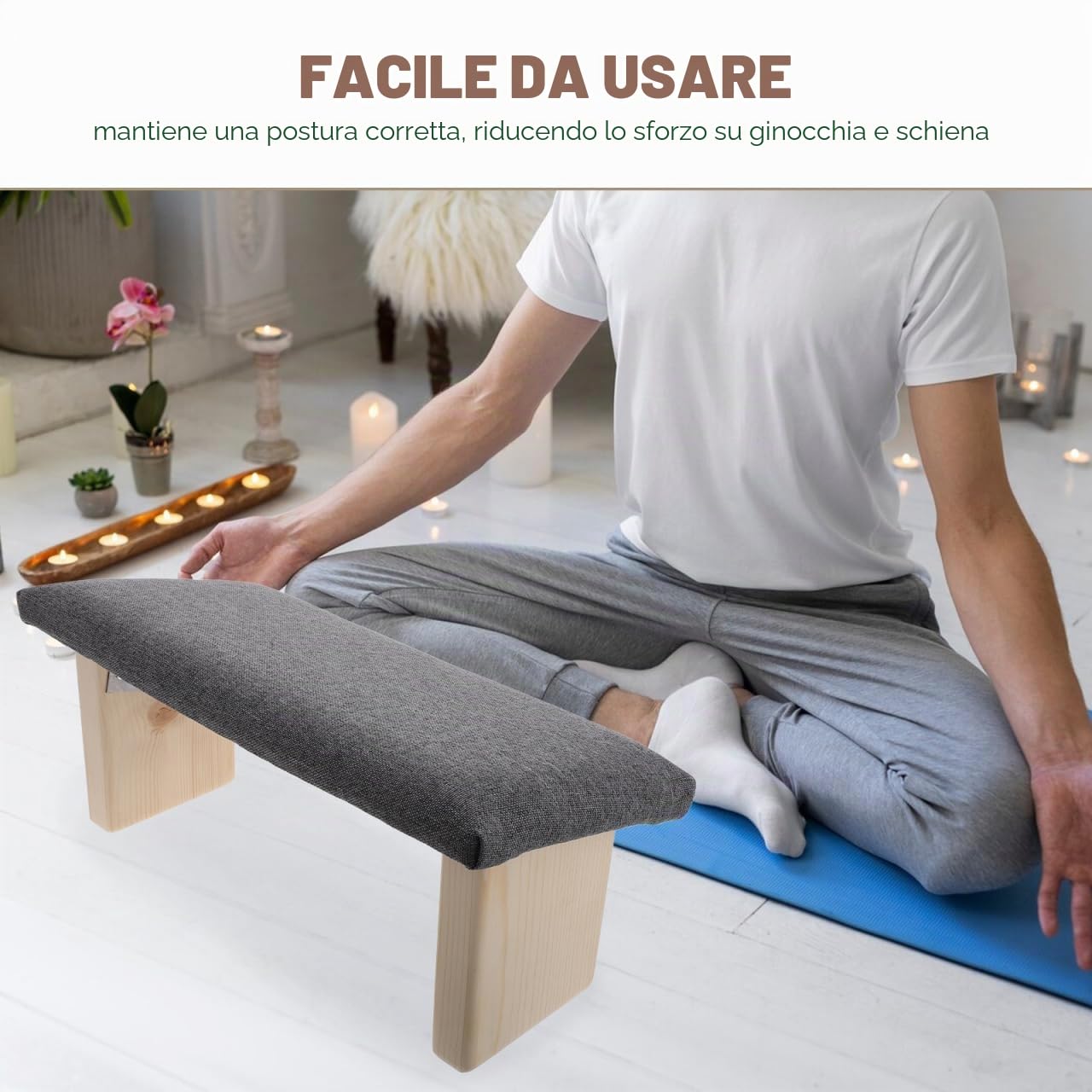 STOBAZA Sgabello pieghevole in legno per preghiera e viaggi, panca portatile con supporto per il ginocchio, design inclinato stabile, 1 pezzo