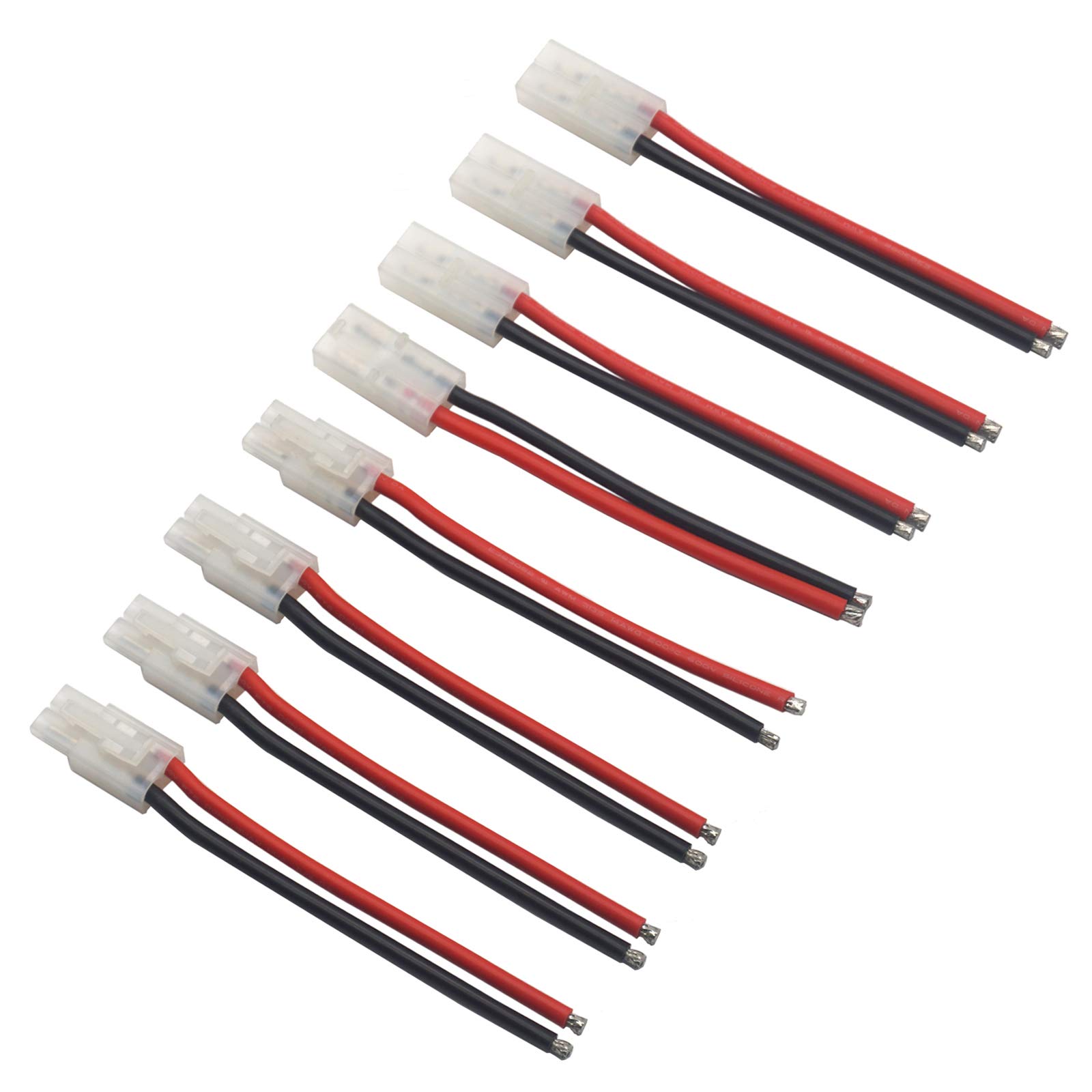 4Pairs Adapter Compatible with Tamiya Style Plug Male Female Connector w/10cm 14AWG Silicon Wire Cable for RC Car Lipo Battery Charger FPV Truck Boat
