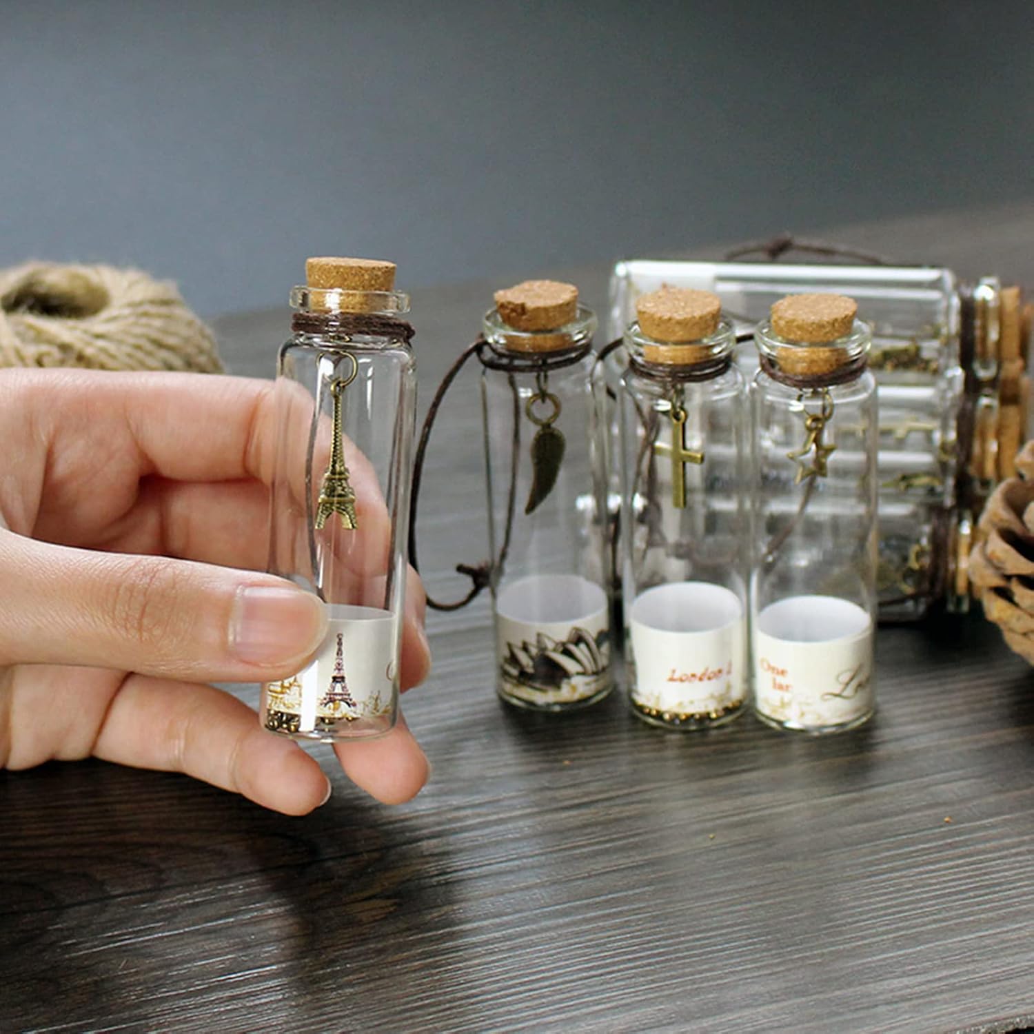 10Pcs Small Glass Bottles With Cork Lids and Stoppers, Mini Empty Spell Jars, Message and Wishing Containers - Image 4