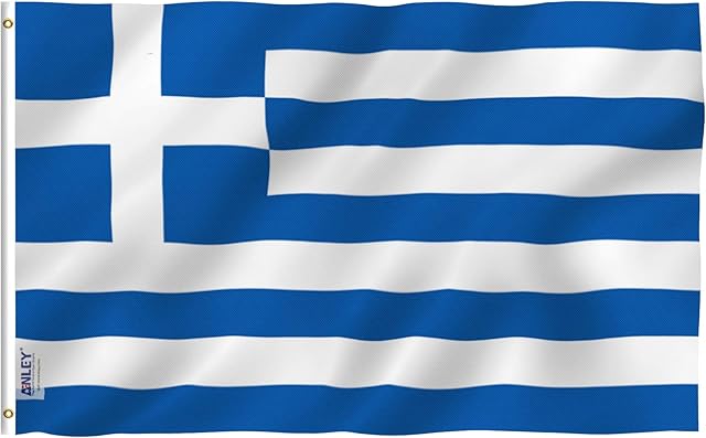 Anley Fly Breeze 3x5 Foot Greece Flag - Vivid Color and UV Fade Resistant - Canvas Header and Double Stitched - Greek National Flags Polyester with Brass Grommets 3 X 5 Ft