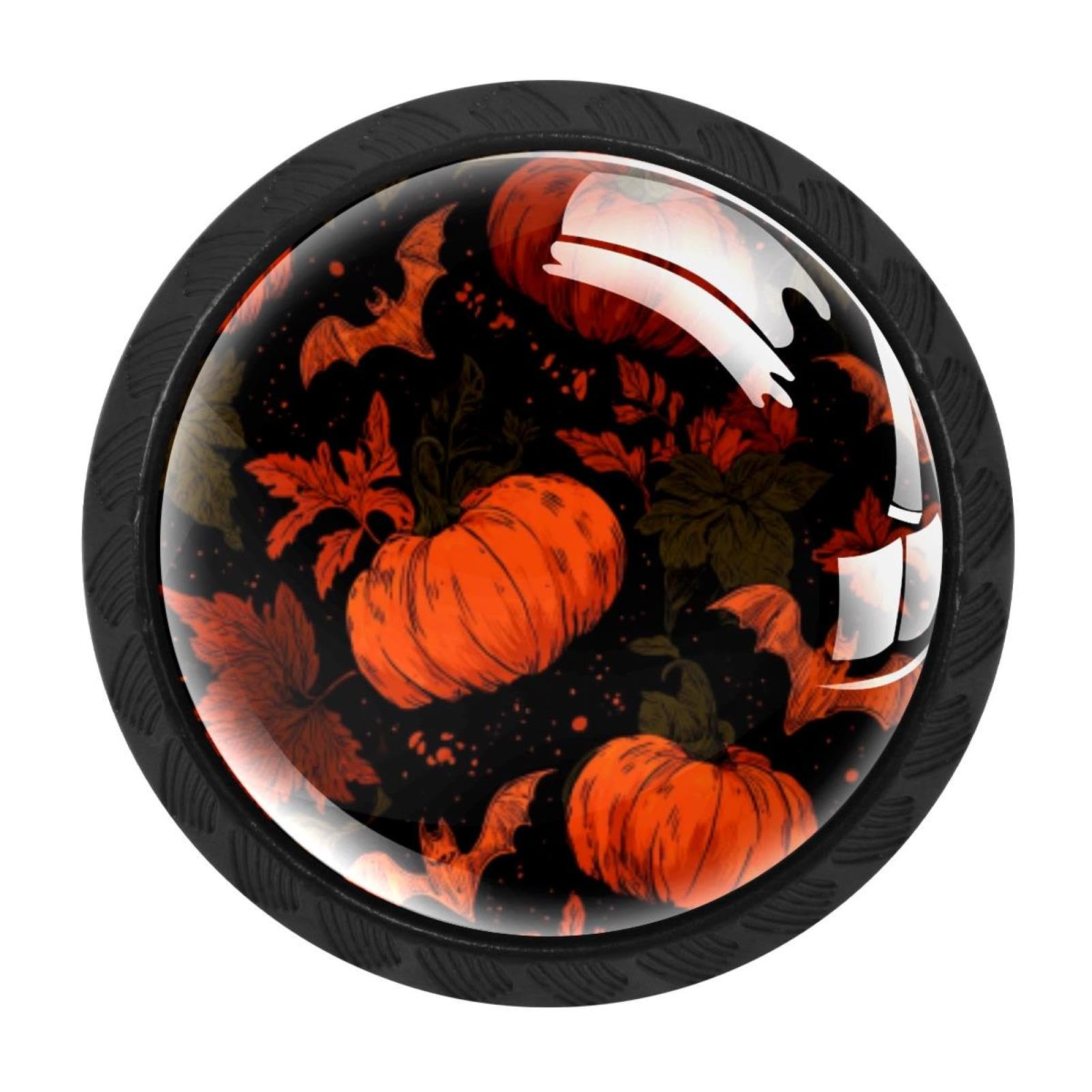 Chenzzzz Multicolored 08 4Pcs Happy Halloween (8) Dresser Knob Round Glass Drawer Knobs Pulls Cabinet Handle For Home Kitchen Office Bathroom Wardrobe Cupboard