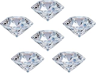 Pack of 6 Clear Crystal Diamond Glass Jewels Home Decor, Wedding Table Decoration, Glass Paperweight 50mm (2in)