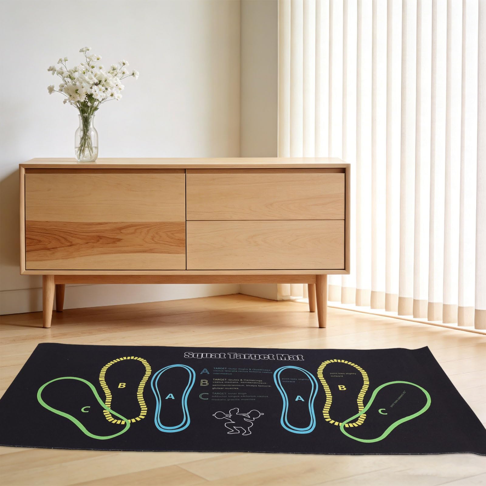 Squat Target Pad with Foot Position, 80x35cm/31.5x13.78in Non-Slip Squat Mat Home Gym & Fitness Accessories for Squats Leg Workouts Abdominal Training - 4