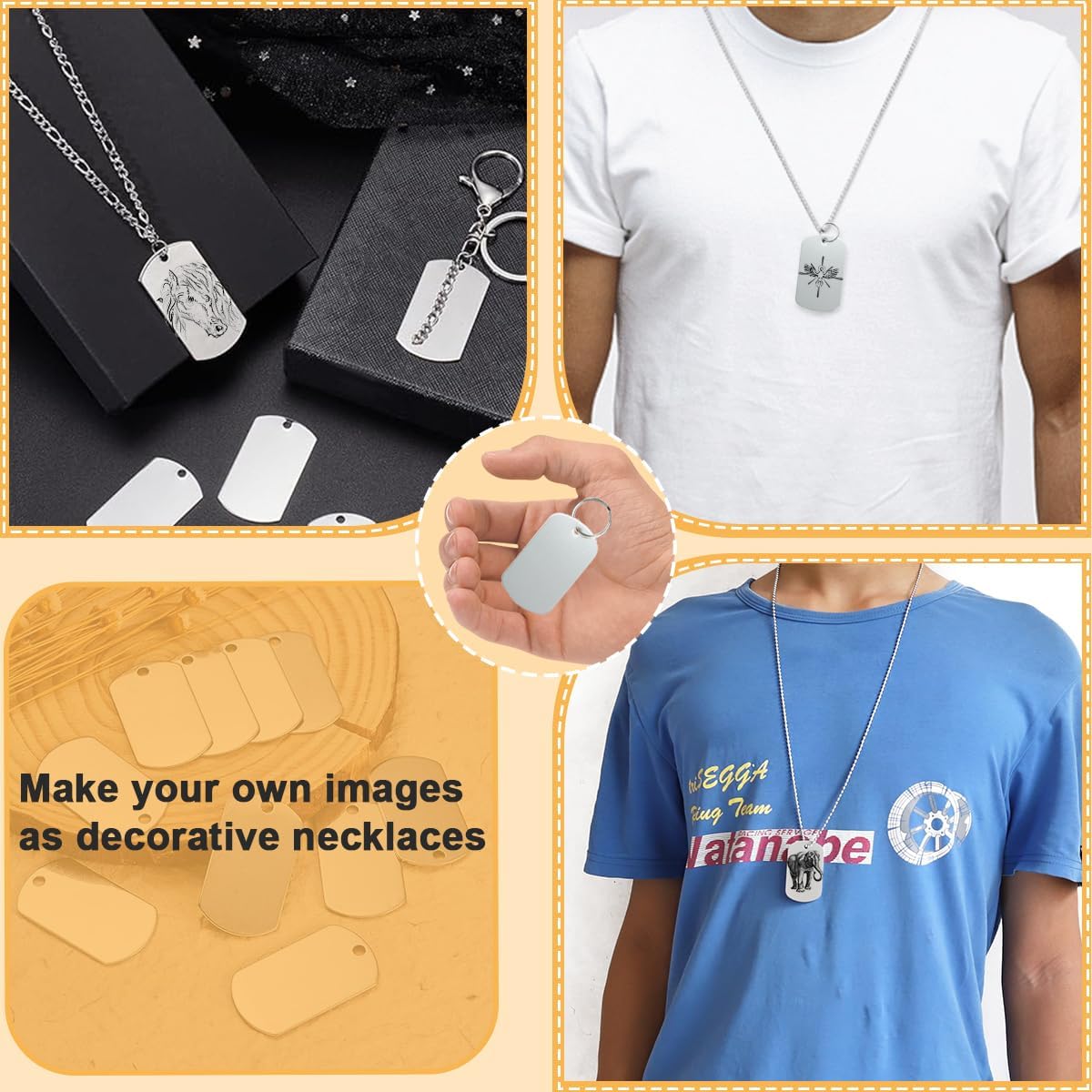 50 Pack Silver Blank Aluminum Label Tags with Hanging Hole, Metal Stamping Tags Blank Set for Double-Sided Stamping and Engraving, DIY Craft Labels - Image 4