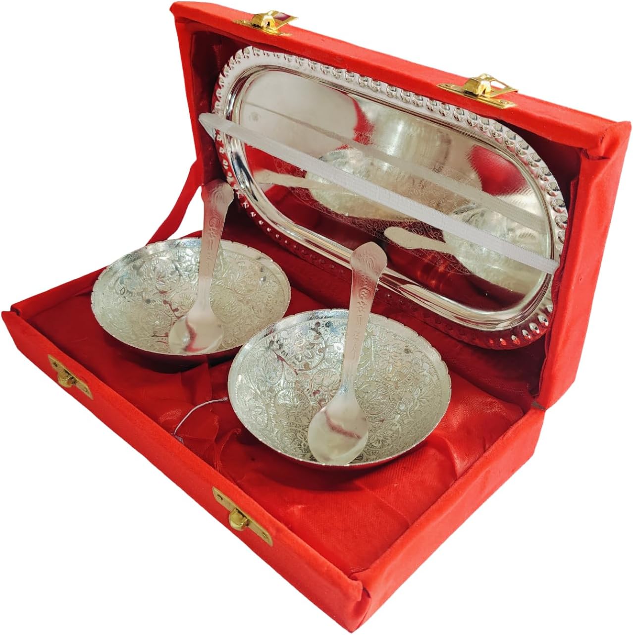 Silve Plated Small Bowl Spoon Tray Set for gift *Light Weight* (1 Set)